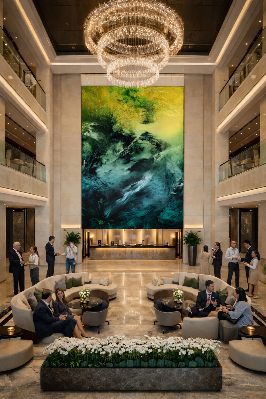 Œuvre de Jean-Luc Monié dans un lobby d'hôtel